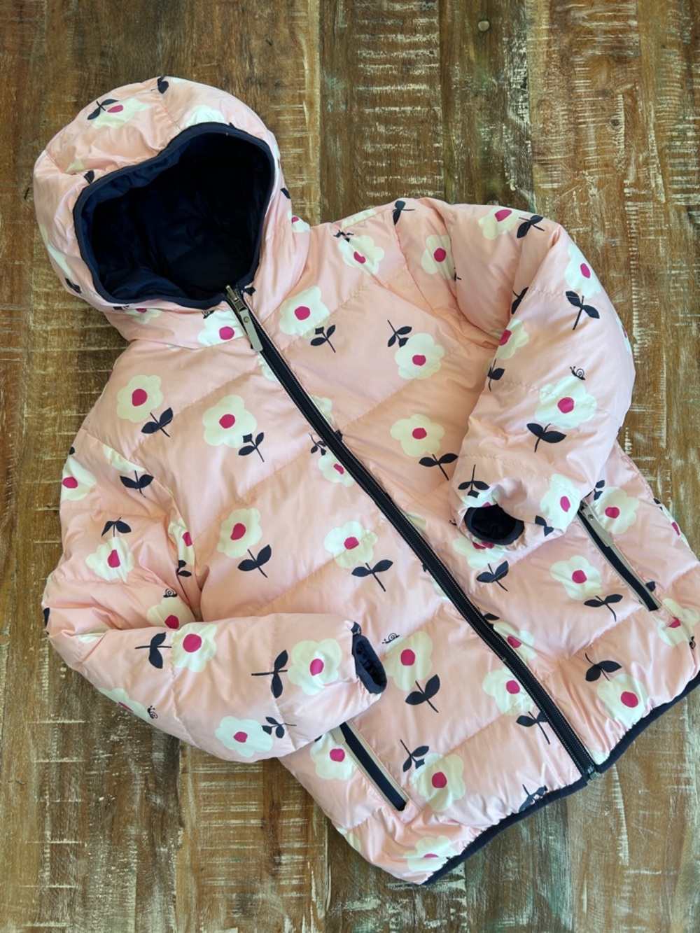 Hanna Andersson Pink Floral Puffer Jacket